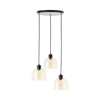 Brilliant Casto - Hanglamp - 3-lichts - E27 Max 3x25W - Glas - Amber - Zwart