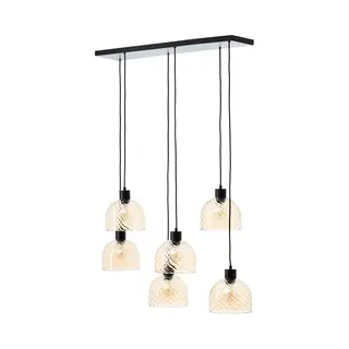 Brilliant Hängelampe Casto, Länge 95 Cm, Bernstein, 6-flg., Glas