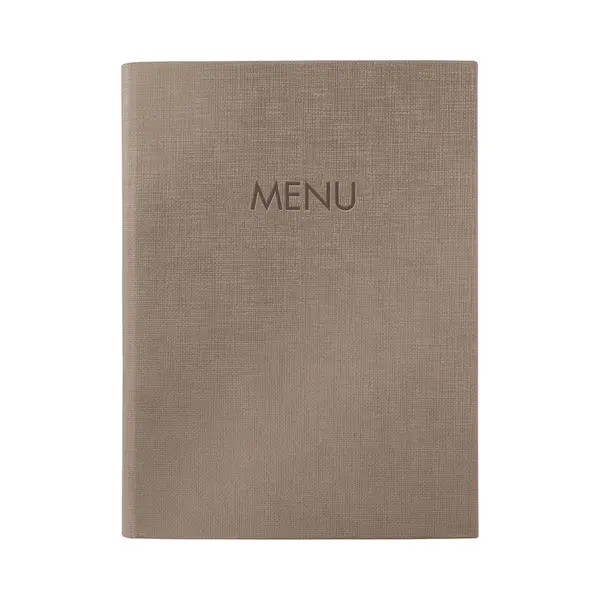 Sigel SM211 Menu Folder With Elastic Cord, with 2 Transparent Pockets For 8 Sheets Din A5, Embossing Menu, Dark Beige thumbnail