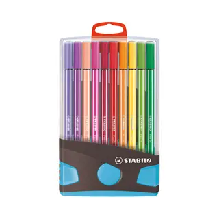 Stabilo Pen 68, premium viltstift, ColorParade, antraciet/licht blauw, met 20 kleuren