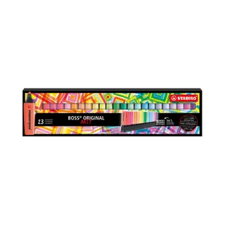Stabilo Boss Original, markeerstift, 23 stuks Arty deskset, set met 9 neonkleuren + 14 pastelkleuren
