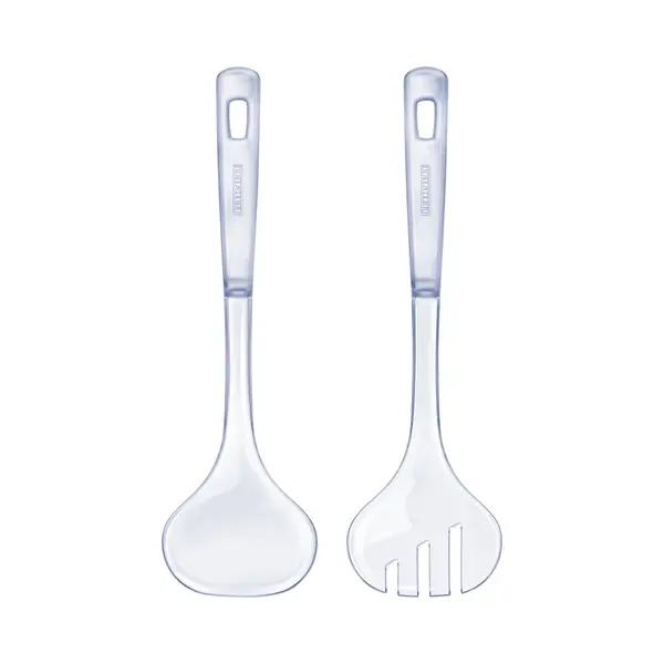 Leifheit Salatbesteck, Aus Hochwertigem Kunststoff, Salatgabel, Salatlöffel 33 Cm Für Hohe Schüsseln, Spülmaschinenfest, Mit Haken Die Verhindern thumbnail