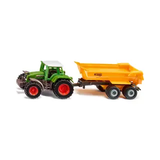 Siku Fendt tractor met Krampe kiepwagen speelgoedtractor metaal,kunststof groen,geel afneembare cabine kiepbak aanhanger met rubberen lichtlopende wielen trekhaak