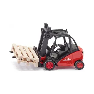 Siku Linde heftruck 1:50 metaal/kunststof rood beweegbare vork incl. 2 pallets