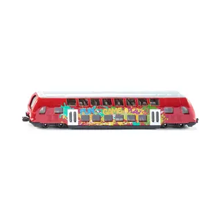 Siku Dubbeldekker-trein 1:87 metaal/kunststof rood graffiti-look compatibel met ander -speelgoed