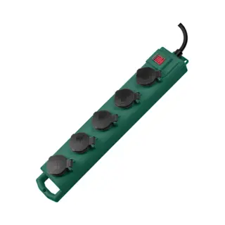 Brennenstuhl 1159910215 power uitbreiding 5 m 5 Ac-uitgang(en) Buiten Zwart, Groen
