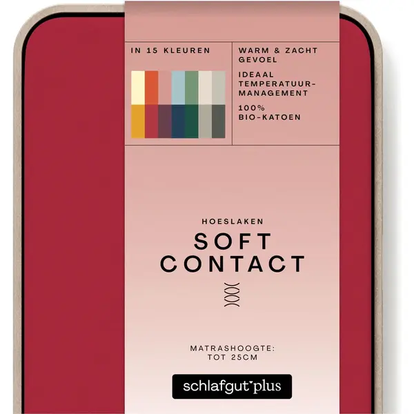 Schlafgut Soft Contact Bio Koeten Hoeslaken S - 90x190 - 100x200 285 Red Deep thumbnail