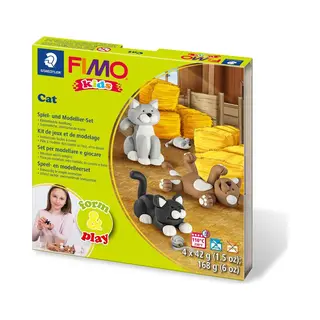 Fimo Kids 8034 - Ovenhardende Boetseerklei - Form&play - Set Katten