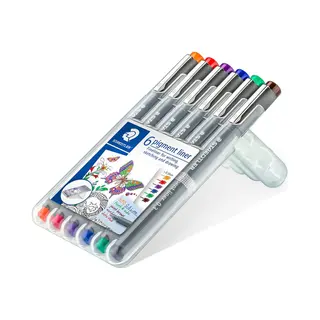 Staedtler Pigment Liner Fineliner Blau, Braun, Grün, Orange, Rot, Violett 6 Stk.
