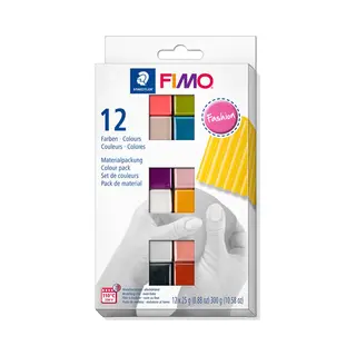 Staedtler Fimo 8023 C Modellierton 300 g Schwarz, Blau, Kupfer, Gold, Perleffekt, Pink, Rose, Silber, Graubraun, Violett 12 Stück(e)