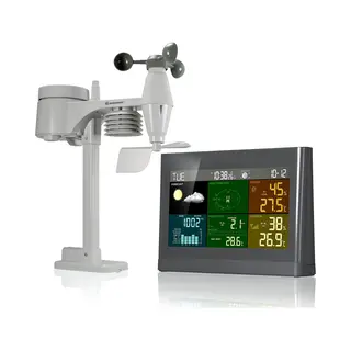 Bresser Weerstation 5-in-1 - Met Multifunctionele Buitensensor - Met Regen- En Windmeter - Grijs