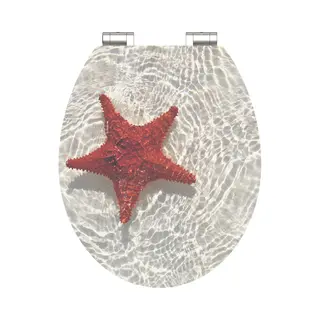 SchÜTte Wc-Bril 80541 Red Starfish - High Gloss - Mdf-Hout - Soft Close - Verchroomde Scharnieren - Belastbaar Tot 175 Kg - Decor - 1-zijdige Print