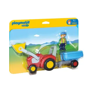 Playmobil 1.2.3 Boer met tractor en aanhangwagen