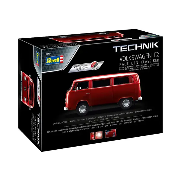 Revell Modelbouwpakket Auto - 00459 Volkswagen Vw T2 Bus - Technik - Easy Click System Plastic - 1, 24 - Modelbouw thumbnail