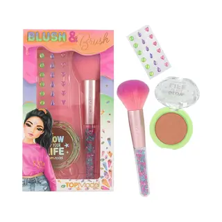 Depesche 12750 TOPModel - Kosmetik Set Beauty And Me, Blush And Brush Mit Rosafarbenem Rouge, Pinsel Und Glitzersteinen
