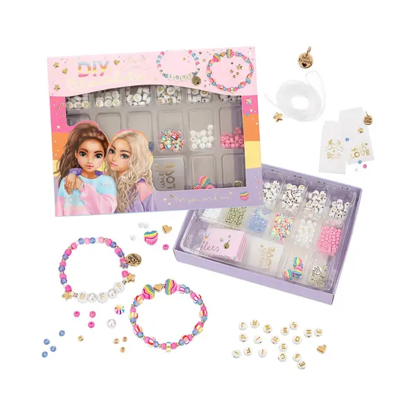 Depesche 12959 TOPModel - Diy Armbänder Set Zum Basteln Von Perlenschmuck, Schmuck-Set Mit Verschiedenen Perlen, Gold-Anhänger Uvm. thumbnail