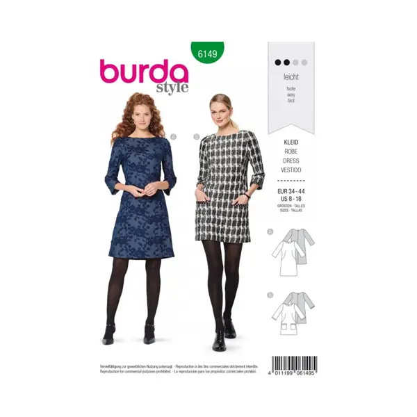 burdastyle Burda Style Pattern 6149 | Dresses To Sew Yourself | Women's Size 34-44 | Sewing Level, Light thumbnail