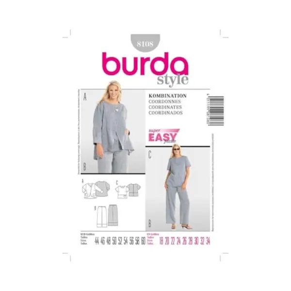 Burda Naaipatroon 8108 - Shirt In Variaties En Broek thumbnail