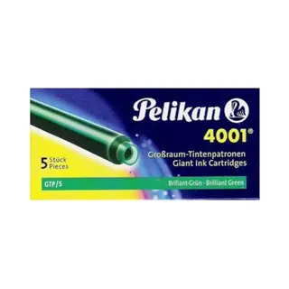 Pelikan 310631 Ink Cartridges 4001 Gtp/5, Pack Of 5, Brilliant Green