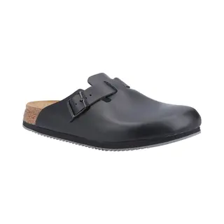 Birkenstock Boston Uniseks Leren Klompen Voor Volwassenen, Zachte Zool, Blauw, Schwarz Zwart, 44 Eu