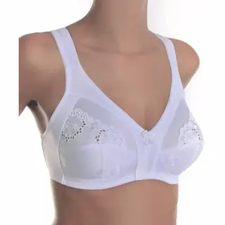 Sassa Mode Soft Bh Zonder Beugel - 12906 - Brede Bandjes - Grote Maten - Wit - Beige - 110C
