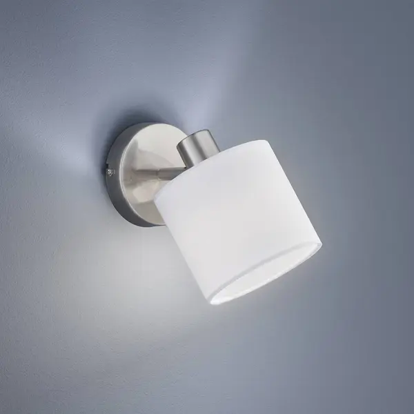 Reality Leuchten Tommy Wall Spotlight, Nickel/white, Width 12 Cm, Metal/fabric thumbnail