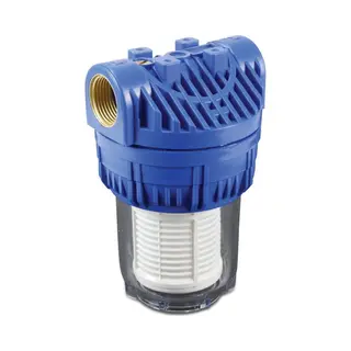 Boni-Shop® Cartridgefilter 5" Kunststof 1" Binnendraad, 8 Bar, 60µm Nylon Gaas Met 1/8" Manometeraansluiting – Voorfilter Zand & Vaste Deeltjes