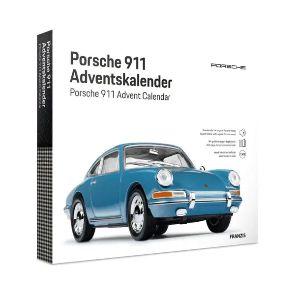 Franzis Porsche 911 67664 Advent Calendar Model Kit 1, 43 Scale Includes Sound Module And 52 Page Accompaniment Book thumbnail
