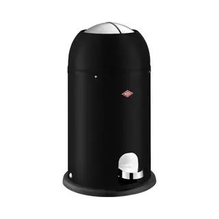 Wesco Kickmaster Junior Bin Matt Black Powder Coated Steel Sheet With Integrated Shock Absorber 12 Litre Capacity Plastic Insert