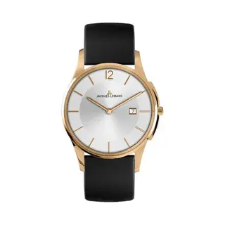 Jacques Lemans Damenuhr Heerrenuhr London Lederarmband Massiv Edelstahl Ip-rosé 1-1850H