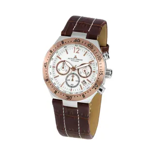 Jacques Lemans Herrenuhr Dover Lederarmband Massiv Edelstahl Ip-rosé/Bicolor Chronograph 1-1837E