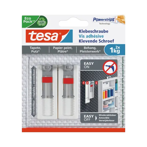 Tesa 77775-00000 kledinghaak Binnen Universele haak Grijs, Rood, Wit 2 stuk(s) thumbnail