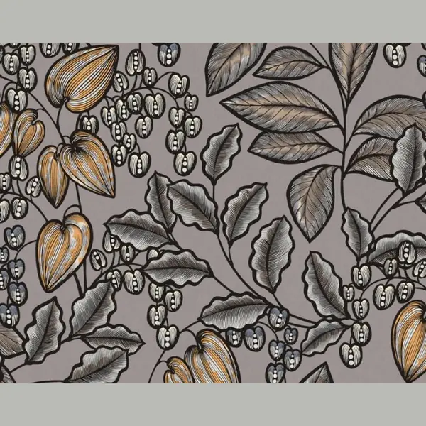 Scandinavische Look Bladeren Behang | Retro - Meerkleurig Taupe - "Architects Paper" A.S. Création Floral Impression thumbnail