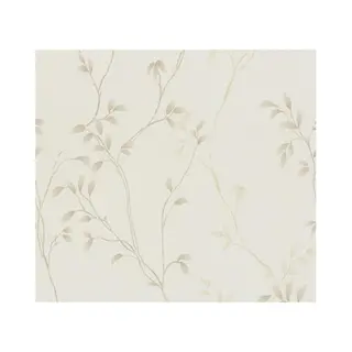 Fijne Blaadjes Behang | Linnenlook - Beige Creme Bruin - A.S. Création Pure Elegance