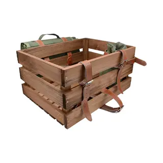 Unus® Fietskrat In Bruin Met Picknickkleed & Fleshouder Voor Achterop