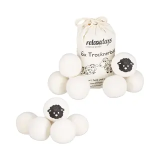 Relaxdays Xxl Wool Dryer Balls, Set Of 12, New Zealand Balls, Eco-friendly, Ø 7 Cm, White