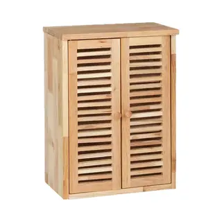 Relaxdays Bathroom Cabinet, Walnut Wood, HxWxD, 46.5 X 35 X 21 Cm, Panelled Doors, 3 Shelves, Kitchen Storage, Natural