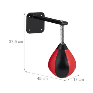 Relaxdays Punching Ball, For Wall Mounting, Children & Adults, Training, Anti-stress, Speedball With Pump, Black/red