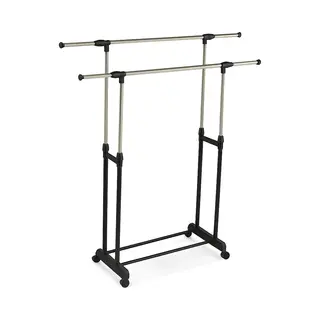 Kledingrek Op Wieltjes - Verstelbaar - 85-148 Cm Hoog - 85-151 Cm Breed - Dubbel