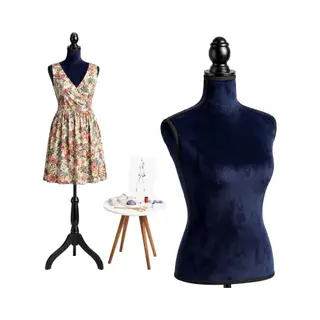 Mannequin De Couture Relaxdays, Femme, Taille 36/38, Bleu Foncé/noir