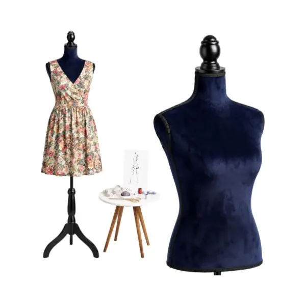 Mannequin De Couture Relaxdays, Femme, Taille 36/38, Bleu Foncé/noir thumbnail