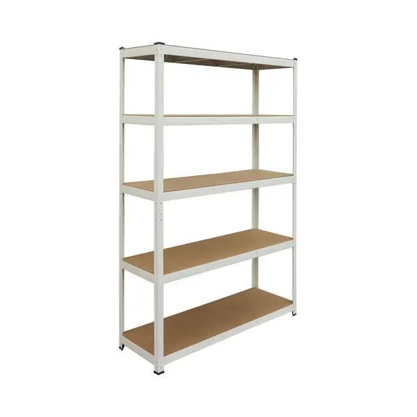Zware Stelling - Wit-bruin - 120x200x40 Cm - Staal - Met Verstelbare Legborden thumbnail