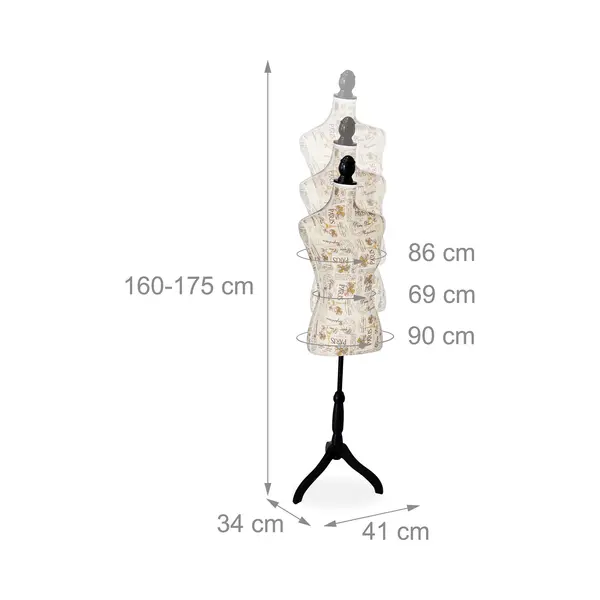 Relaxdays Schneiderpuppe, Accessoires Voor Naaien, Beige thumbnail