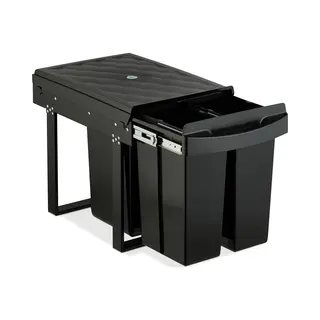 Inbouw Prullenbak - 3 Vakken - 20 L & 2x 10 L - Uitschuifbaar - Zwart