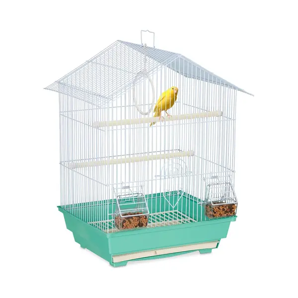 Relaxdays Bird Cage, Birdcage For Small Birds, Perches & Feeders, Metal, 49 X 39.5 X 32 Cm, Green thumbnail