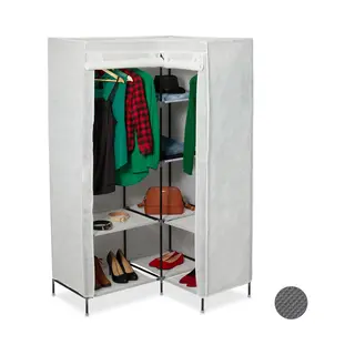 Relaxdays Corner Canvas Wardrobe 3rd Generation, 8 Tiers, 2 Rails, Plug-In System, 169 X 100 X 83 Cm