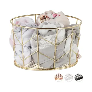 Draadmand - Rond - Metaal - Ø 22 Cm - Kleding - Badkamer - Goud