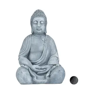 Boeddha Beeldje Zittend - 50 Cm - Binnen - Buiten - Lichtgrijs