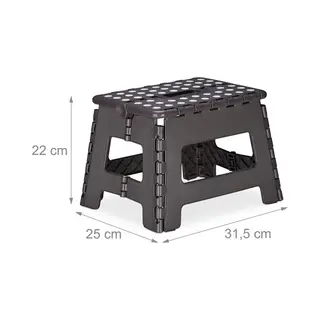 Relaxdays Sitzhocker Klapphocker Faltbar M, Dunkelgrau