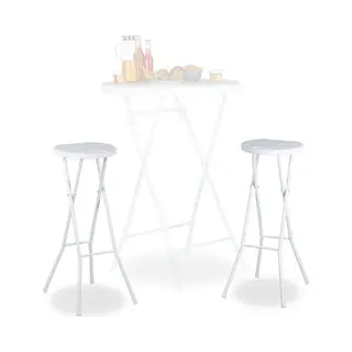 Relaxdays Bastian Folding Bar Stools Set Of 2, Waterproof, 80 Cm Tall, Breakfast Chair Double Pack, Plastic, Counter Seat, White